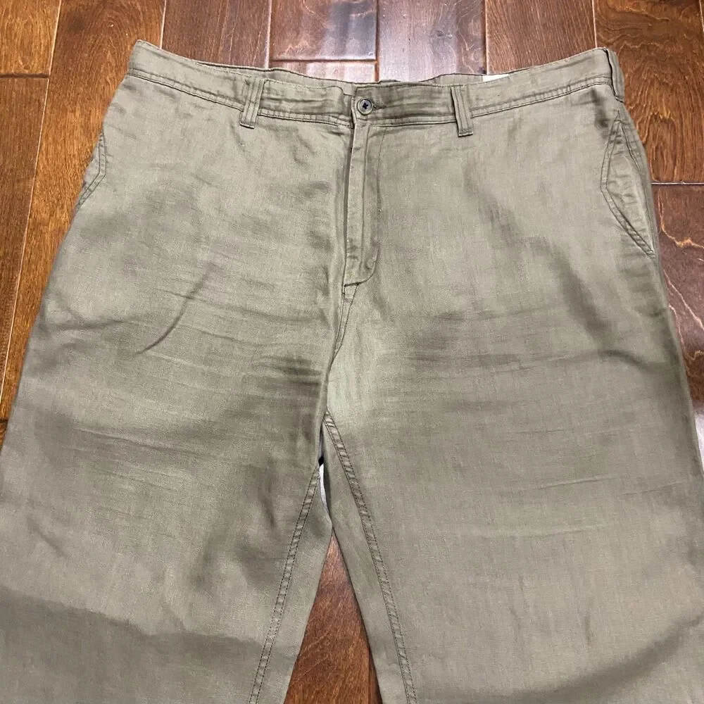 Old Navy Casual Loose Relaxed Fit Tan Brown Linen Pants Men's Size 42W x 32L